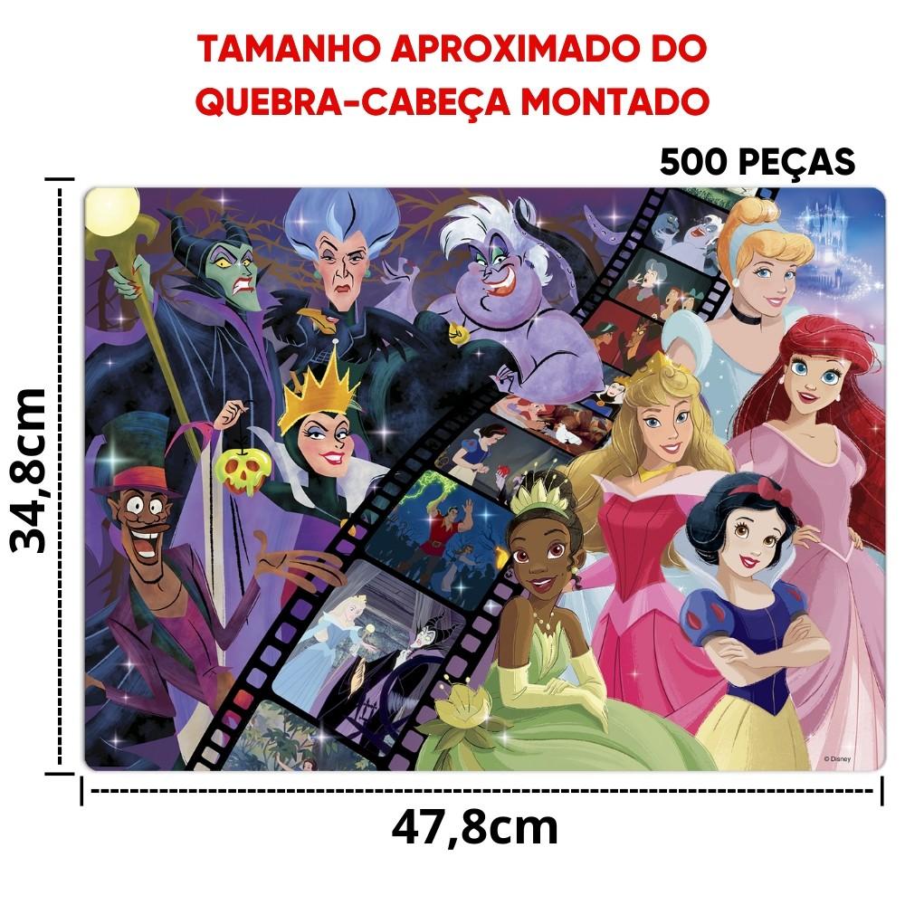 Quebra Cabeça Princesas E Vilões Disney 500 Peças Toyster Puzzle Filmes Magia Malévola Ariel Branca