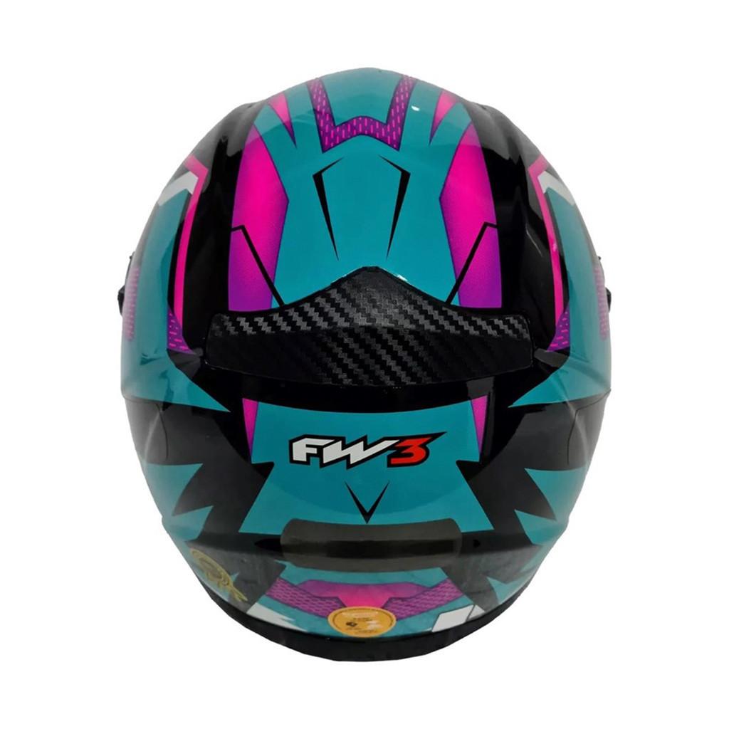 Capacete Moto Fechado Gtn Fox Viseira Cristal Azul Tiffany Inmetro Tamanho 58 - FW3