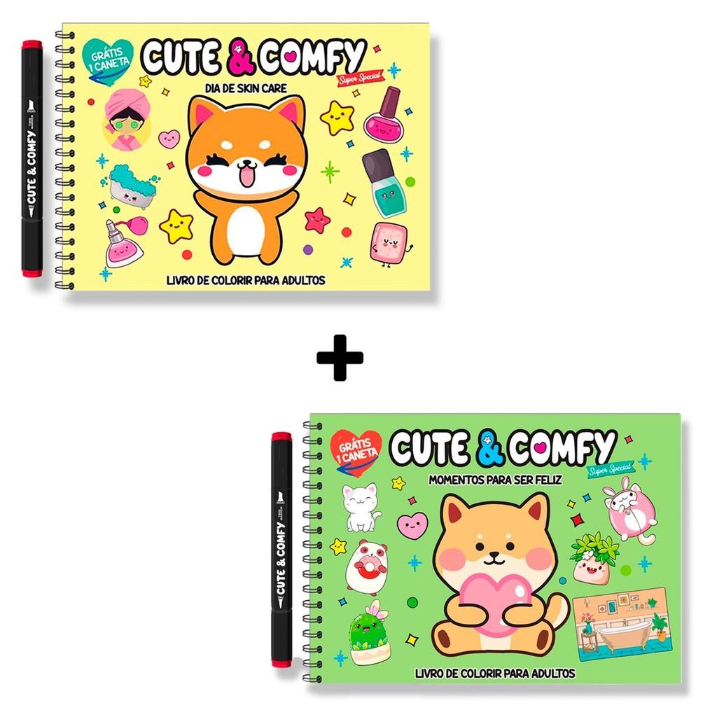 Combo Cute Comfy Super Special - Kit Com 02 Livros De Colorir - Espiral Com Caneta