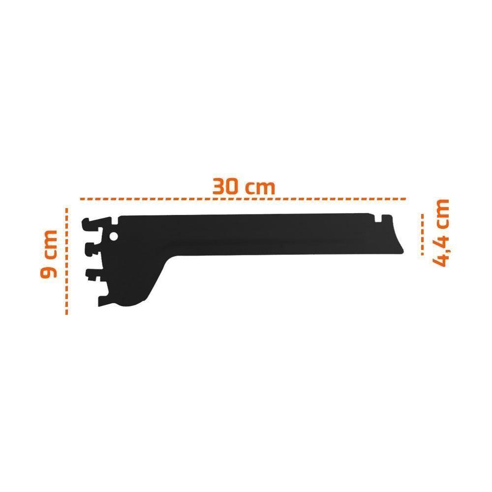 Kit 4 Mão Francesa Apoio Para Bandeja 30cm Slg Gôndolas New PLUS Preto - Sa Gôndolas