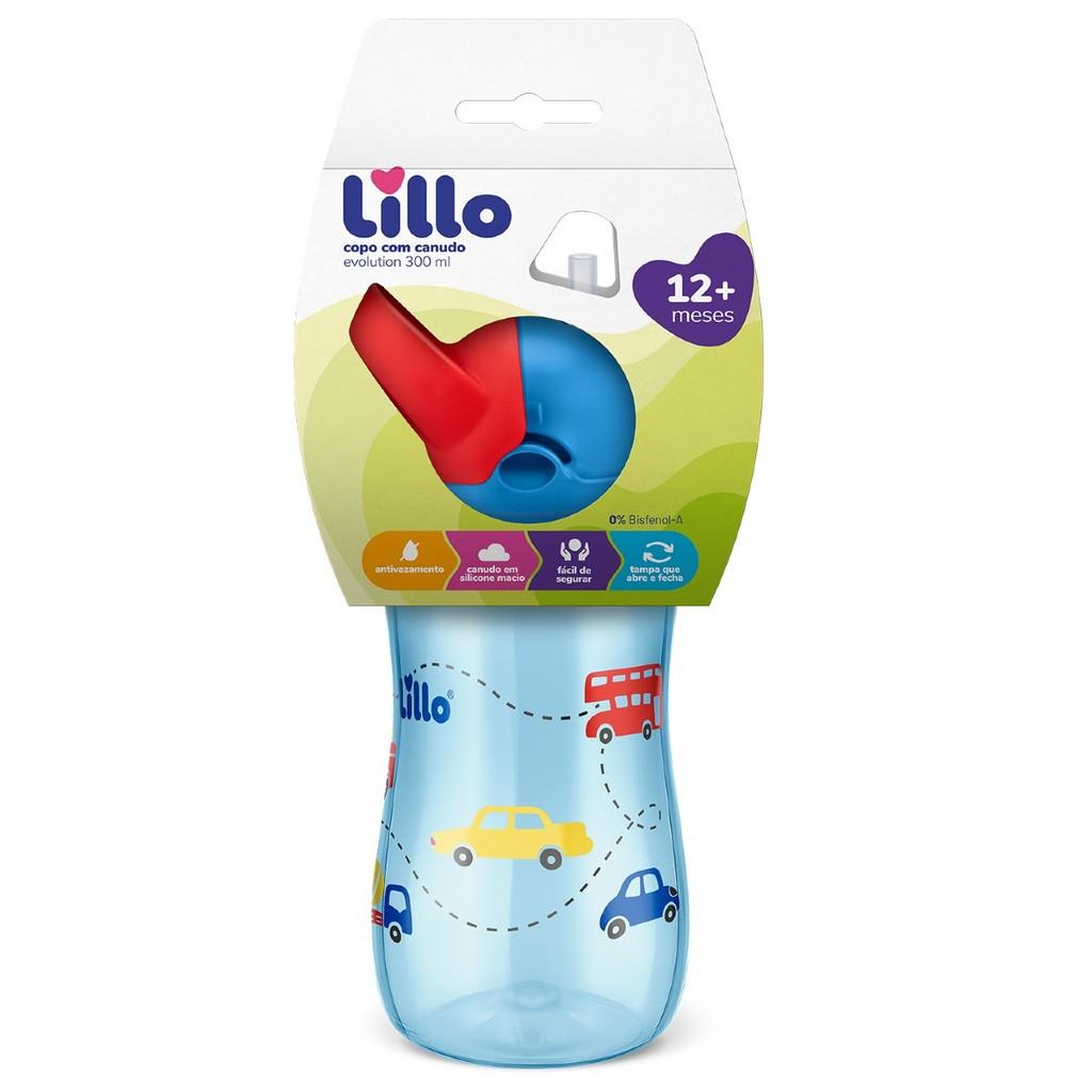 Copo Infantil Com Canudo Evolution 300ml Azul -lillo