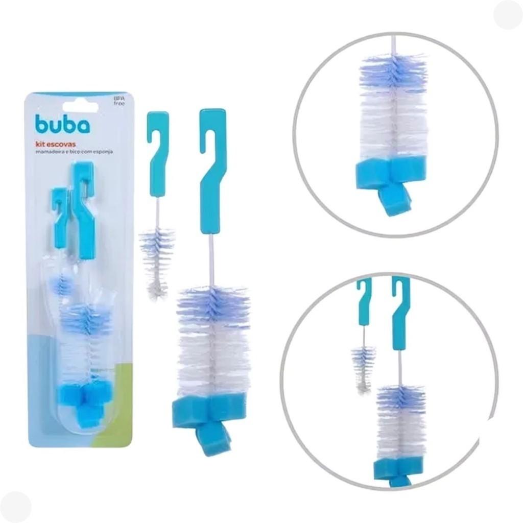Kit Escovas Para Mamadeira Com Esponja Azul 5414 - Buba