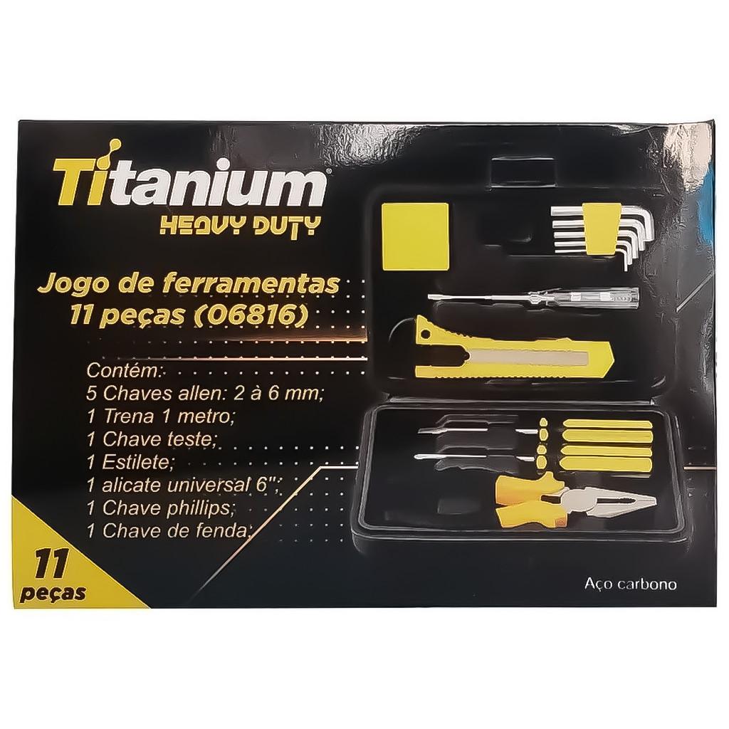 Kit De Ferramentas Manuais Com 11 Peças Estilete Alicate Trena Chave Fenda Philips Multiuso