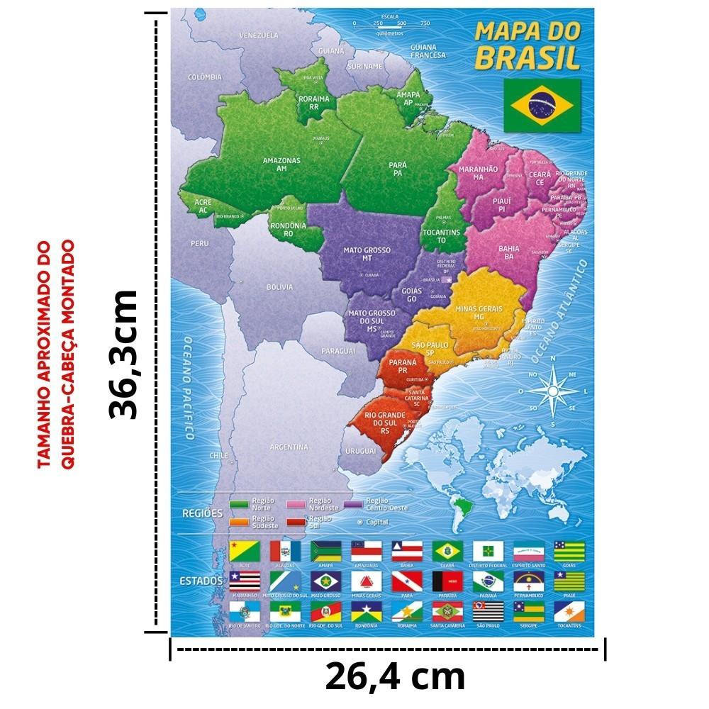 Quebra Cabeça Mapa Do Brasil 200 Peças Grow Puzzle Jogo Didático Geografia Brinquedo Cidades Estados
