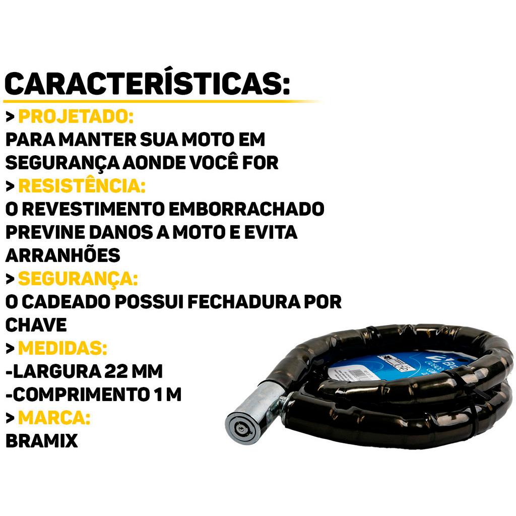 Cadeado Para Moto Com Chave Trava De Segurança Articulada Anti Furto 22mm X 1 Metro