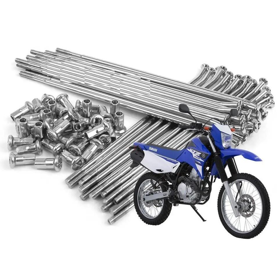 Jogo Kit Raio Para Roda Dianteira Moto Xtz 125 250 Lander Dt 200 4MM Cromado Tenere 250