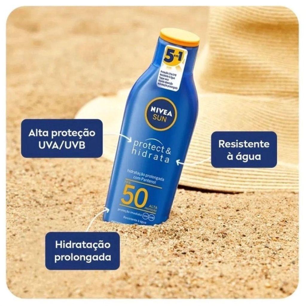 Protetor Solar Nivea Sun Protect Hidrata FPS 50 Loção 200ml E Ganhe Protetor Solar Nivea Sun Protect Hidrata FPS 50