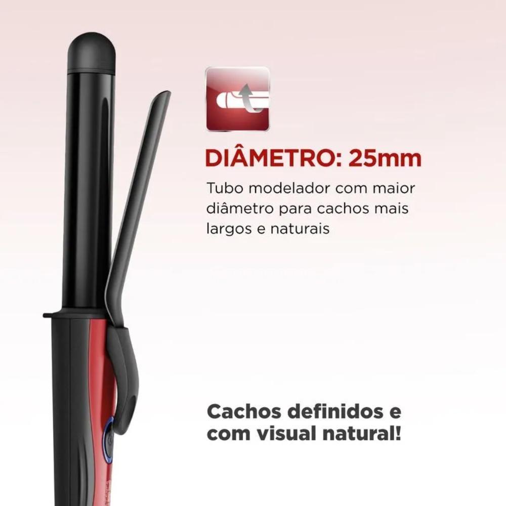 Modelador De Cachos Mondial Red Infinity Revestimento Cerâmico 55W Preto/vermelho Bivolt - Em-12
