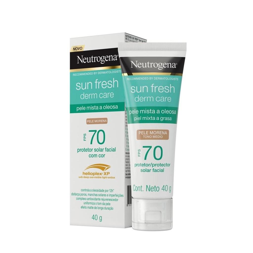 Protetor Solar Facial Pele Oleosa Neutrogena Sun Fresh Derm Care Pele Morena Fps70 40g