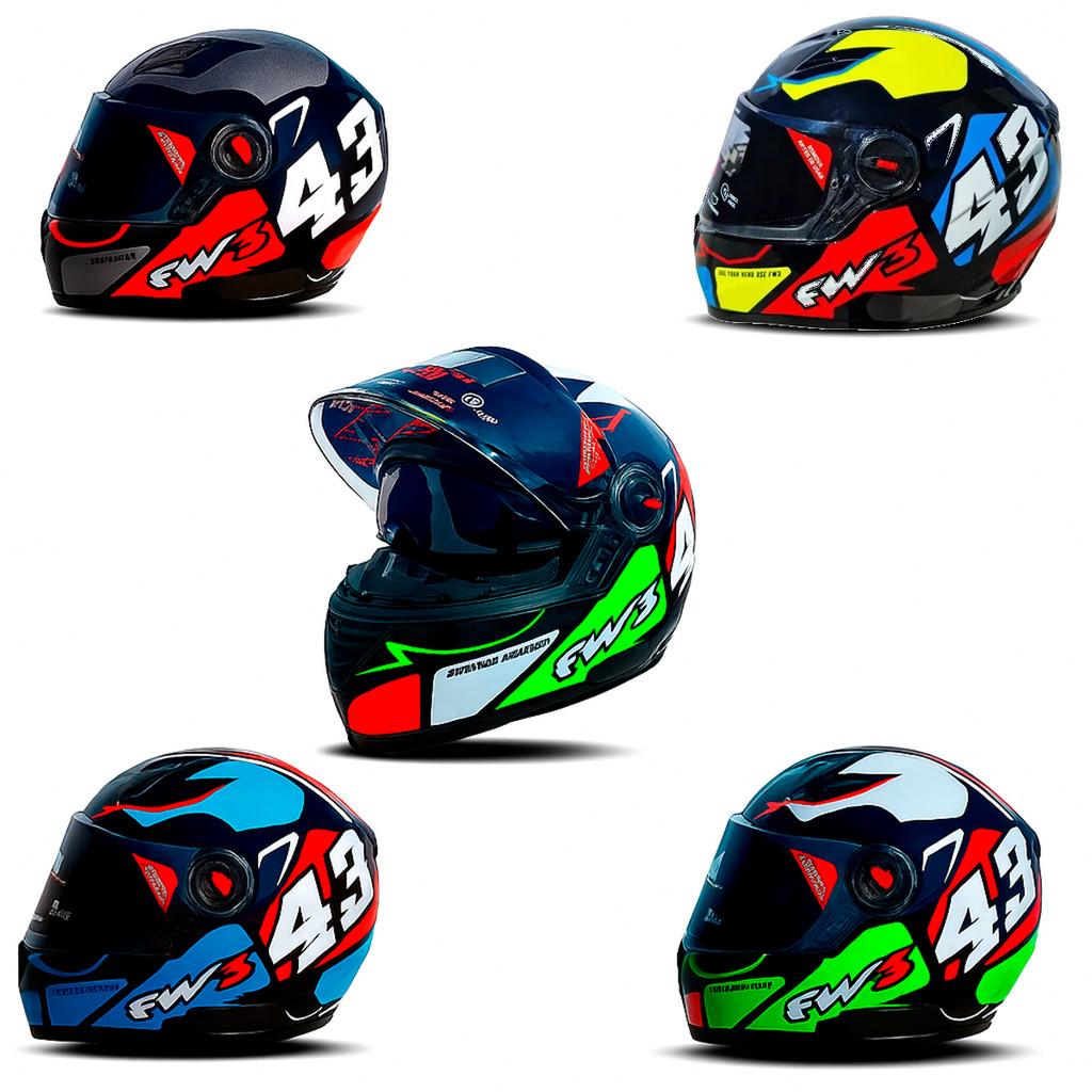Capacete Para Moto FW3 Modelos Aberto X Open Up 43 Ou Fechado Gtx 43 Várias Cores E Tamanhos - FW3