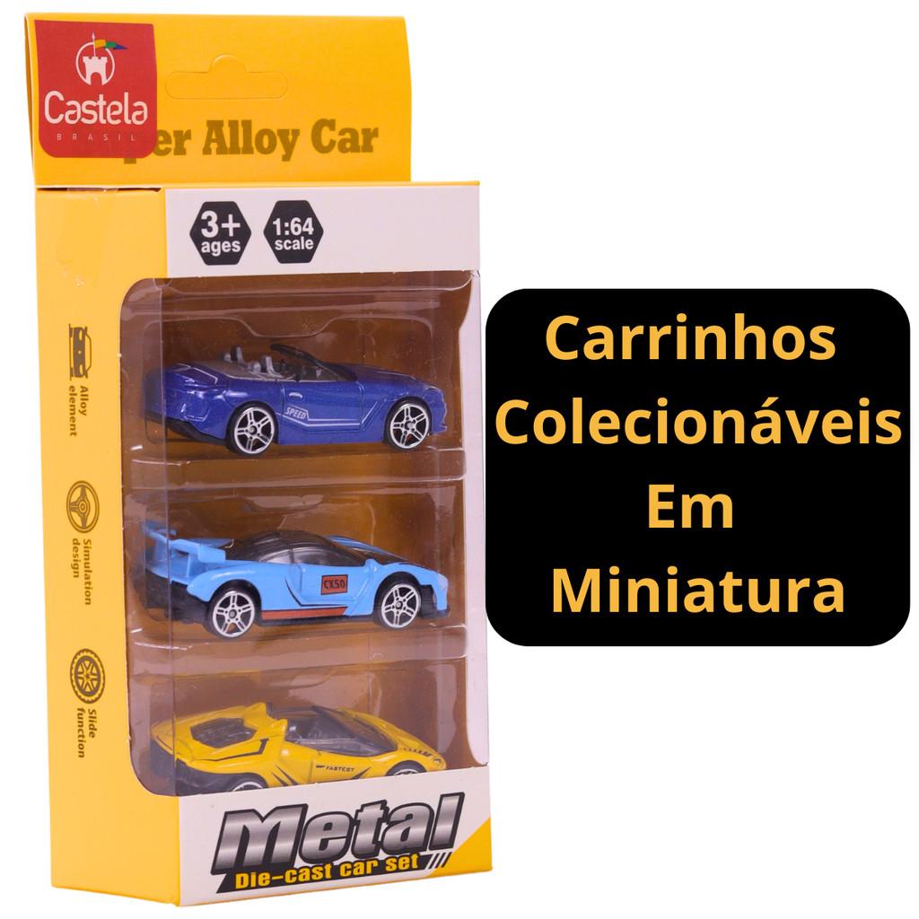 Pacote 3 Carrinhos Miniatura Die Cast Colecionável Castela