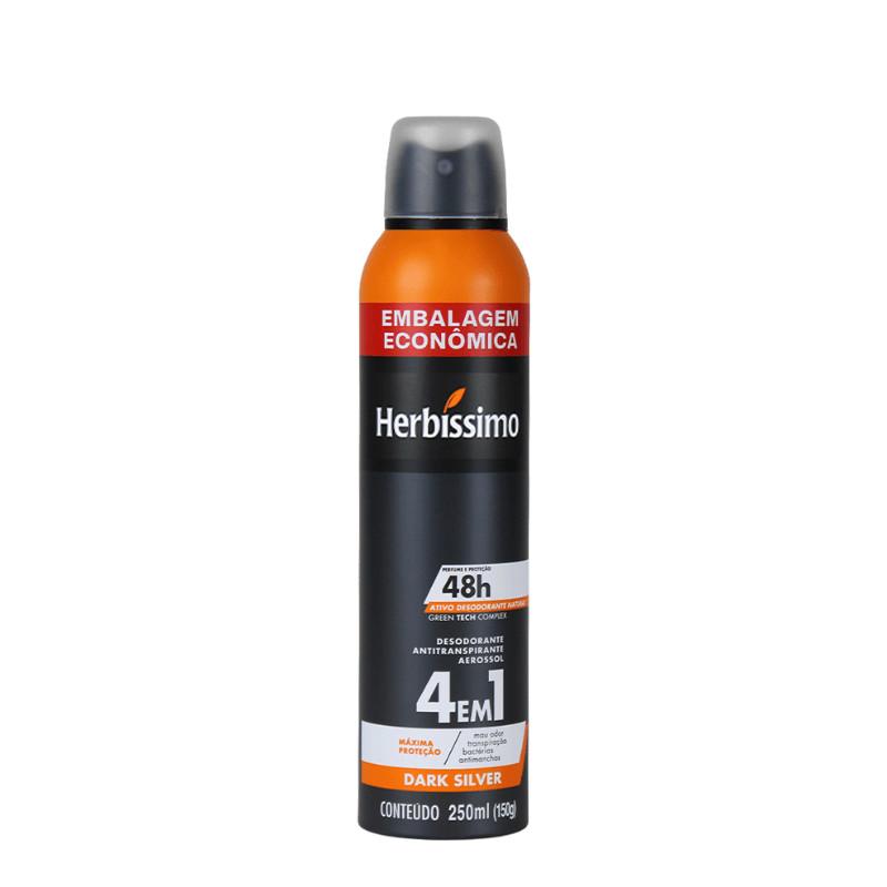 Desodorante Aerosol Antitranspirante Herbíssimo Dark Silver 250ml Embalagem Econômica