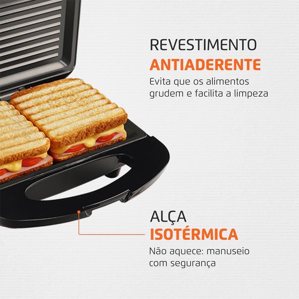 Grill E Sanduicheira Premium Mondial Preto E Inox 800W S-07