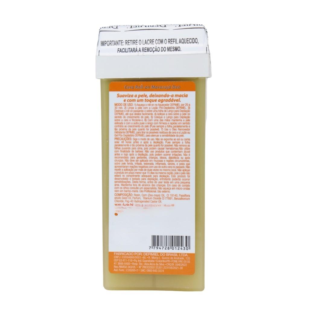 Kit 24 Ceras Roll-on Refil Depilatória Maracuja Depimiel