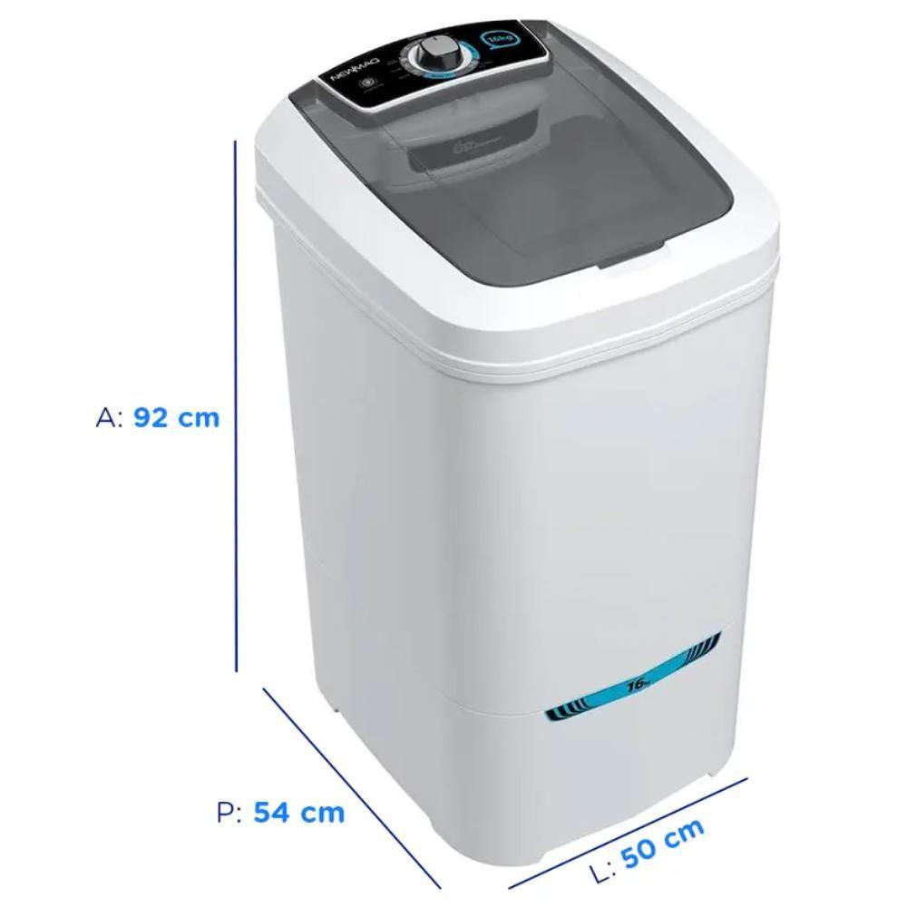 Tanquinho De Lavar Roupa 16kg Newmaq Semiautomático Com 9 Programas De Lavagem Branco 127V