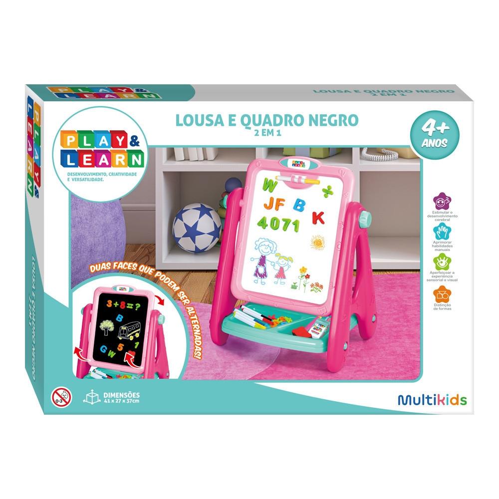 Lousa Magnética E Quadro Negro Play E Learn 2 Em 1 Multikids