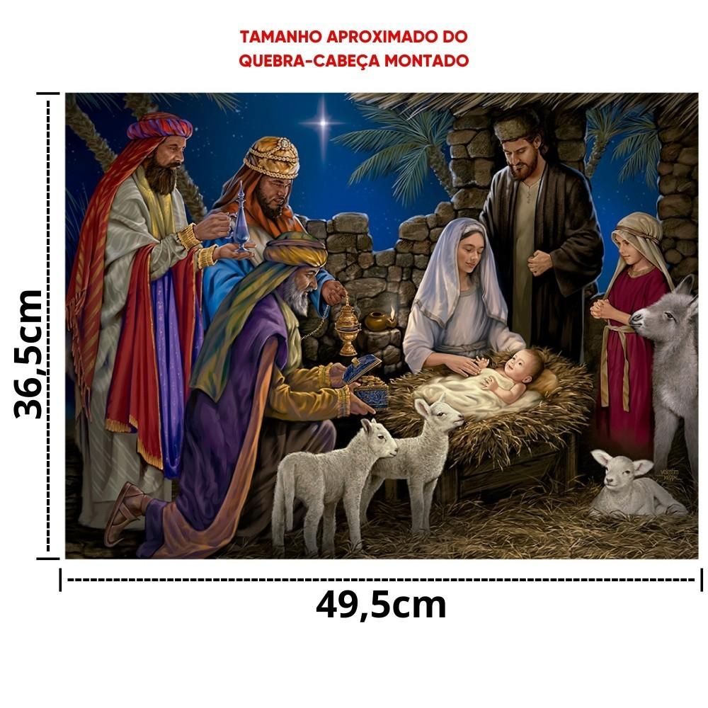 Quebra Cabeça Noite De Luz 500 Peças Grow Puzzle Nascimento De Jesus Religião Deus Maria José Jogos