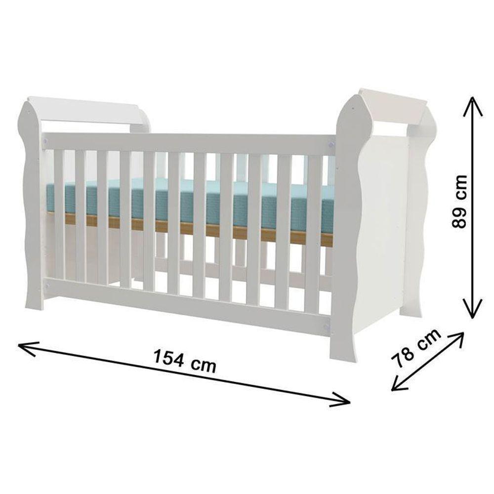 Berço Americano Lara Com Colchão Gazin E Cômoda Infantil Ternura Baby Branco Brilho - Incorplac