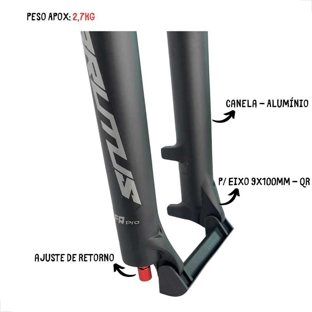 Suspensão Aro 26 Absolute Brutus Fr PRO - 150mm/Reta/Óleo+mola C/Retorno/Eixo 9MM - Preto