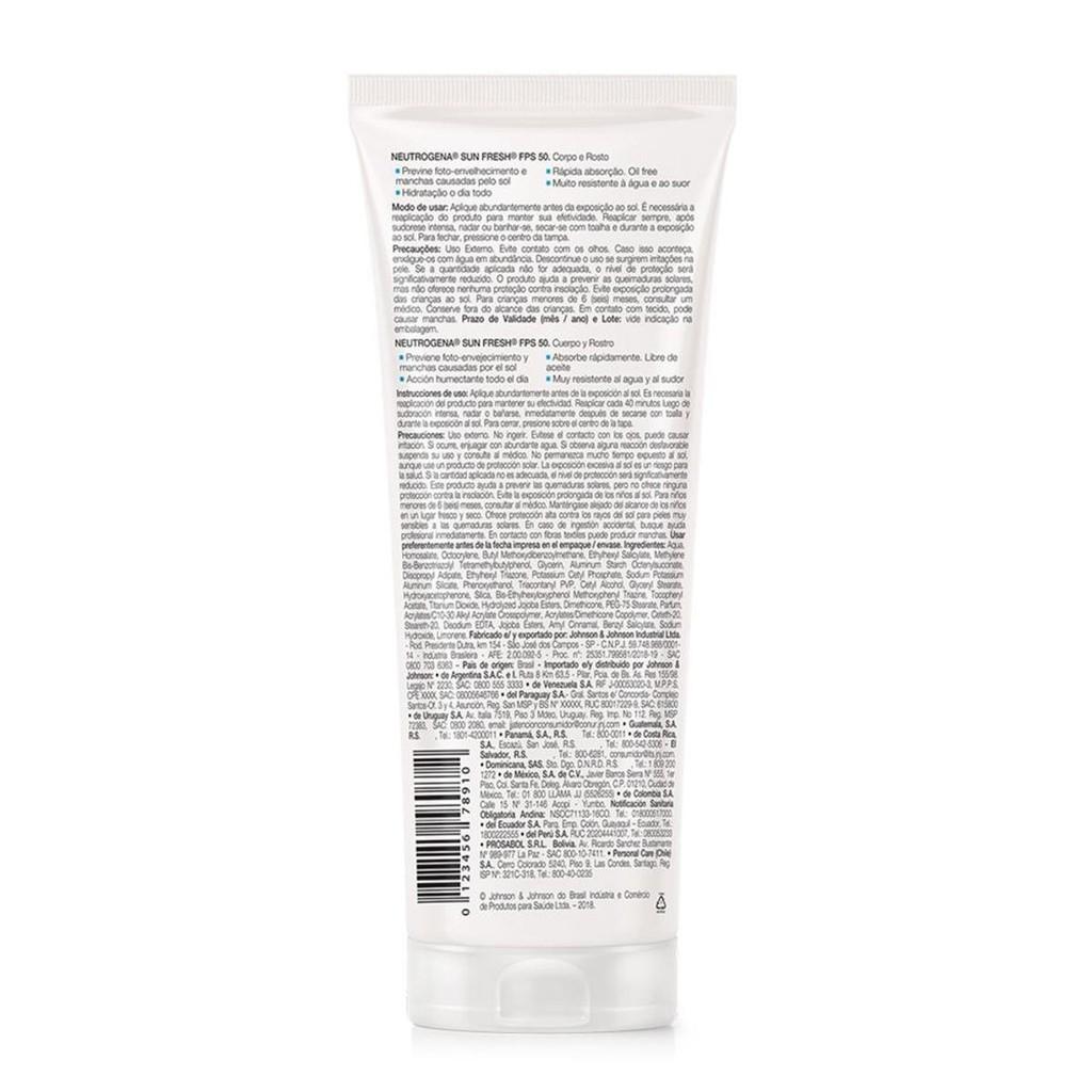 Protetor Solar Corporal Neutrogena Sun Fresh Fps50 200ml