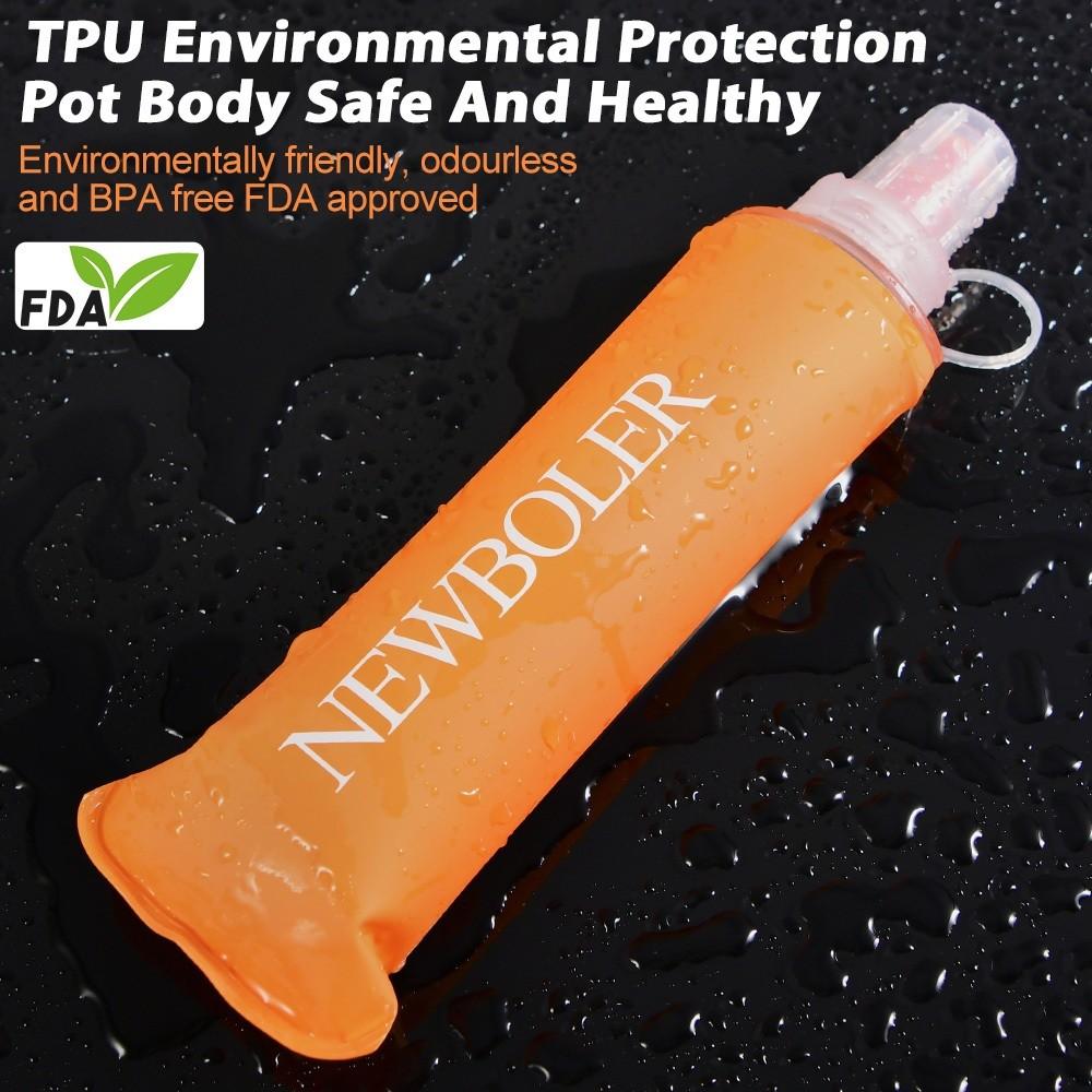 Newboler 150ml 250ml 500ml Frasco Macio Tpu Silicone Garrafa De Água Dobrável Para Esportes Ao Ar Livre Viajar Correndo