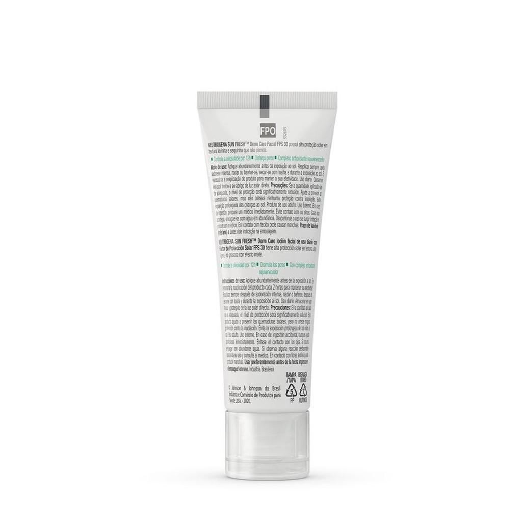Protetor Solar Facial Pele Oleosa Neutrogena Sun Fresh Derm Care Sem Cor Fps30 40g