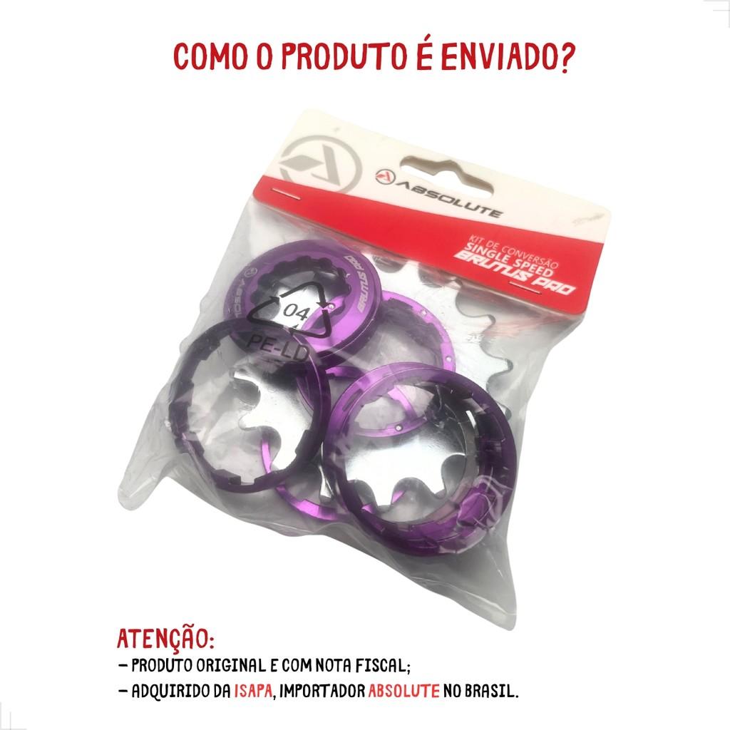 Cog Single Speed Grau Absolute Brutus 16 Dentes Kit Roxo