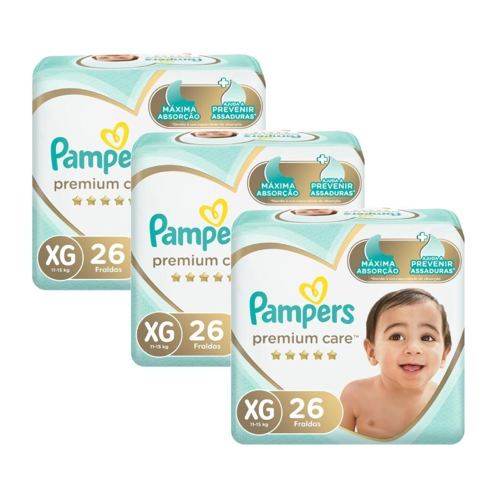 Kit Fralda Pampers Premium Care Mega Tamanho Xg 78 Unidades