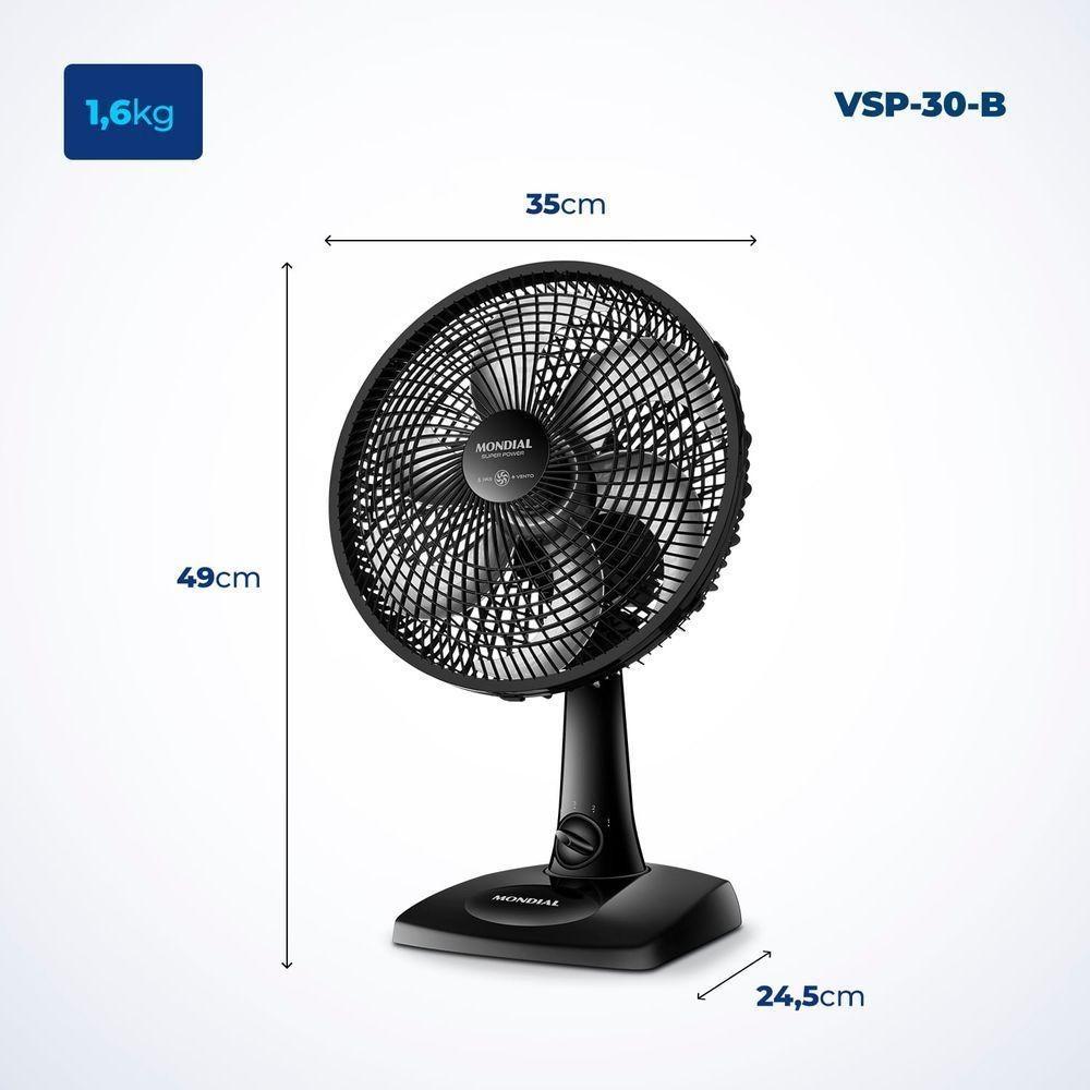 Ventilador De Mesa Mondial 06 Pás Vsp-30-b 127v/60hz