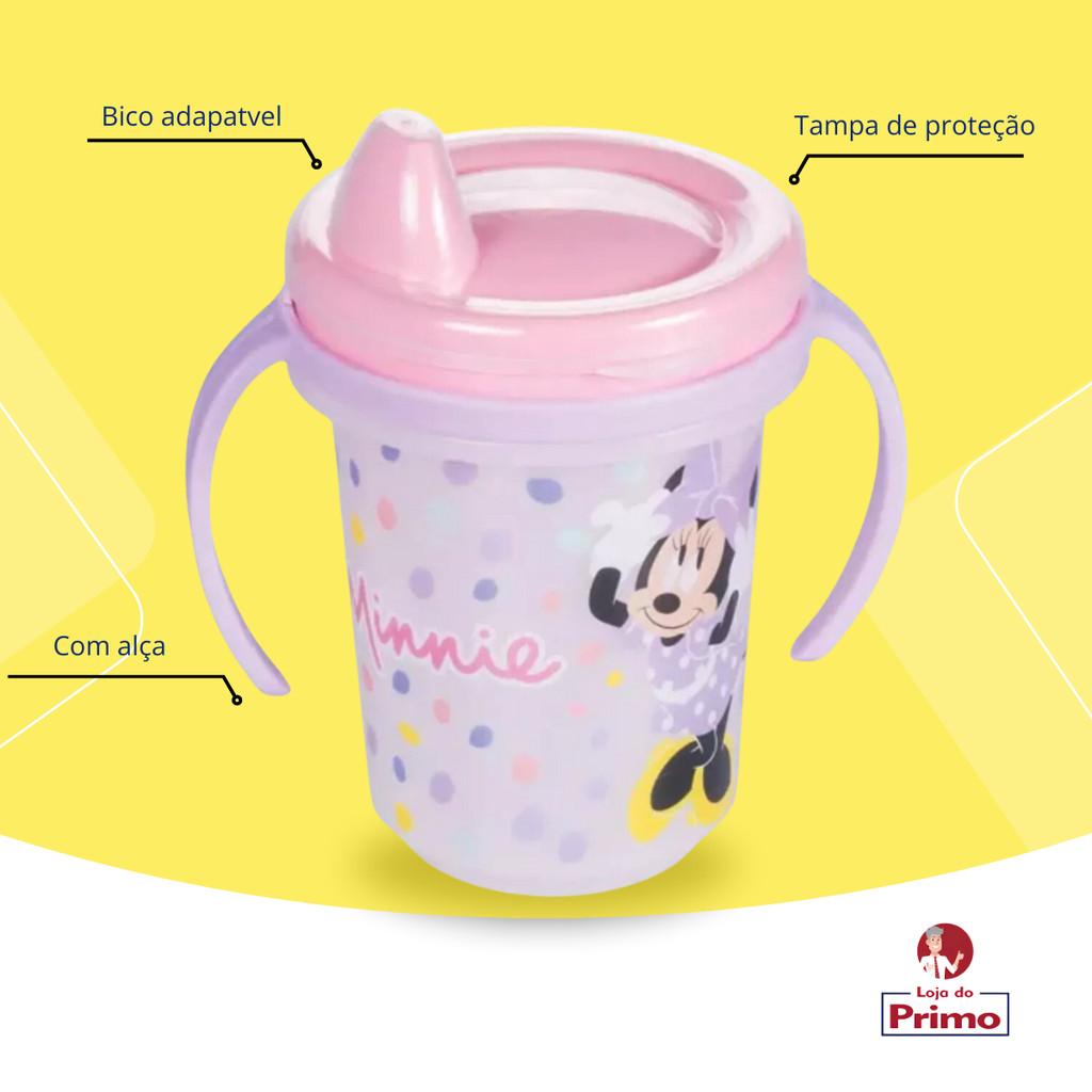 Copo Caneca Com Alça Treinamento Antivazamento E Crianças Minnie 330ml Rosa Plasutil