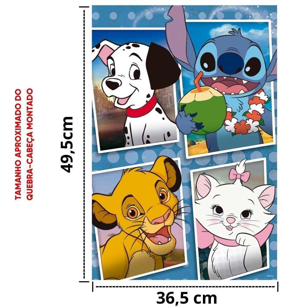 Quebra Cabeça Disney Classics 150 Peças Grow Puzzle 101 Dalmatas Lilo Stitch Rei Leão Cat Marie Jogo