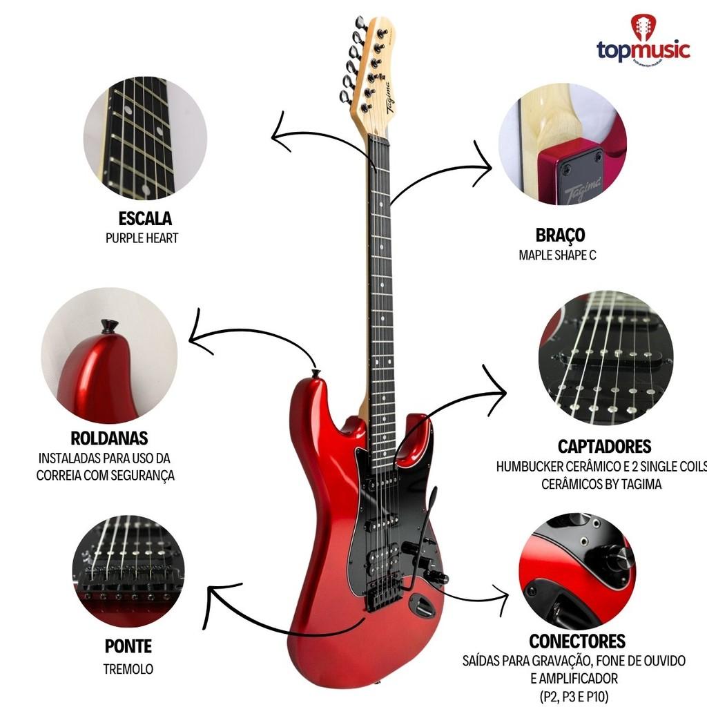 Guitarra Tagima Elétrica Strato Sixmart 2S 1H Com Efeitos