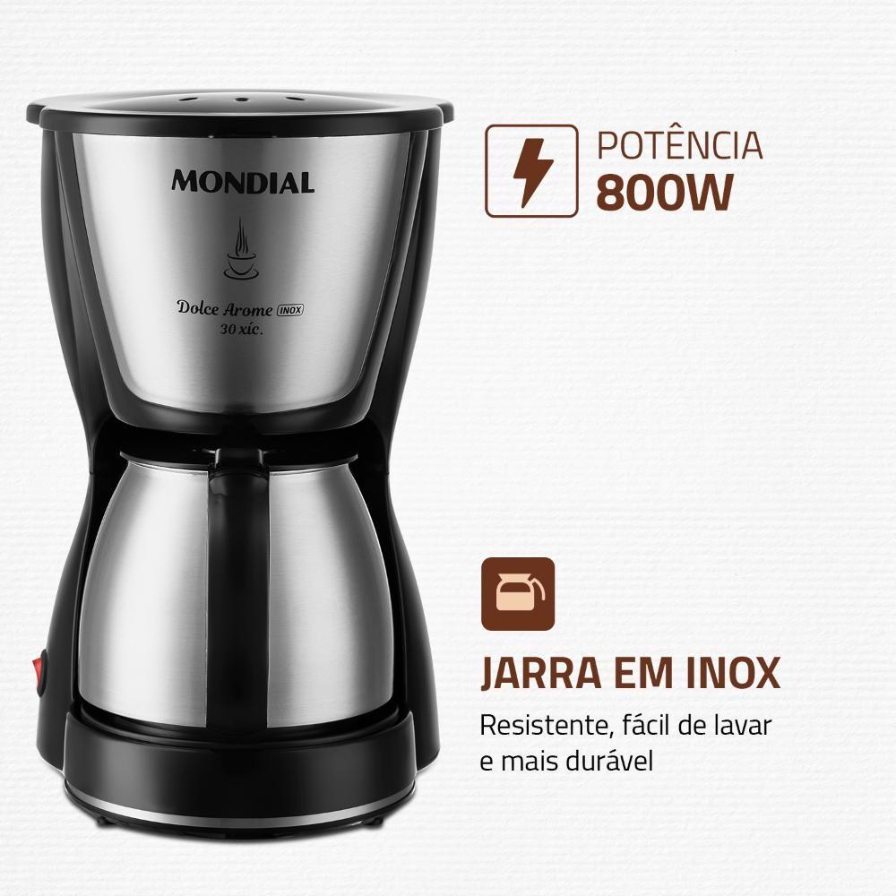 Cafeteira Elétrica Mondial Dolce Arome C-37-ji-30x Preto/inox 127V