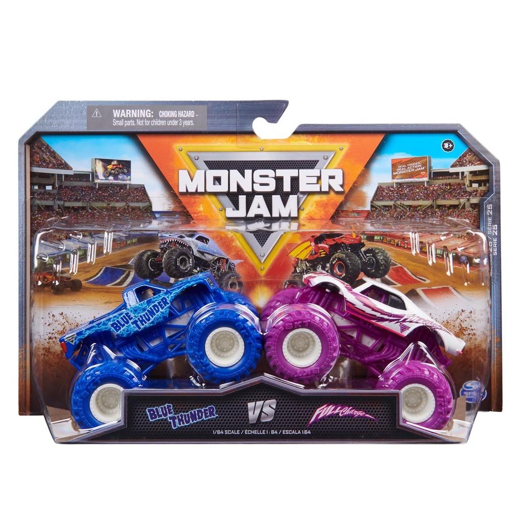 2 Carrinhos Blue Thunder Vs Full Charge 1 64 - Monster Jam