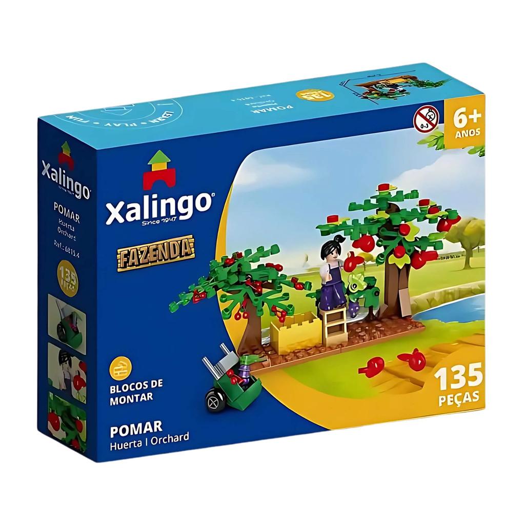 Brinquedo Infantil Bloco De Montar Fazenda Pomar 135 Peças Xalingo