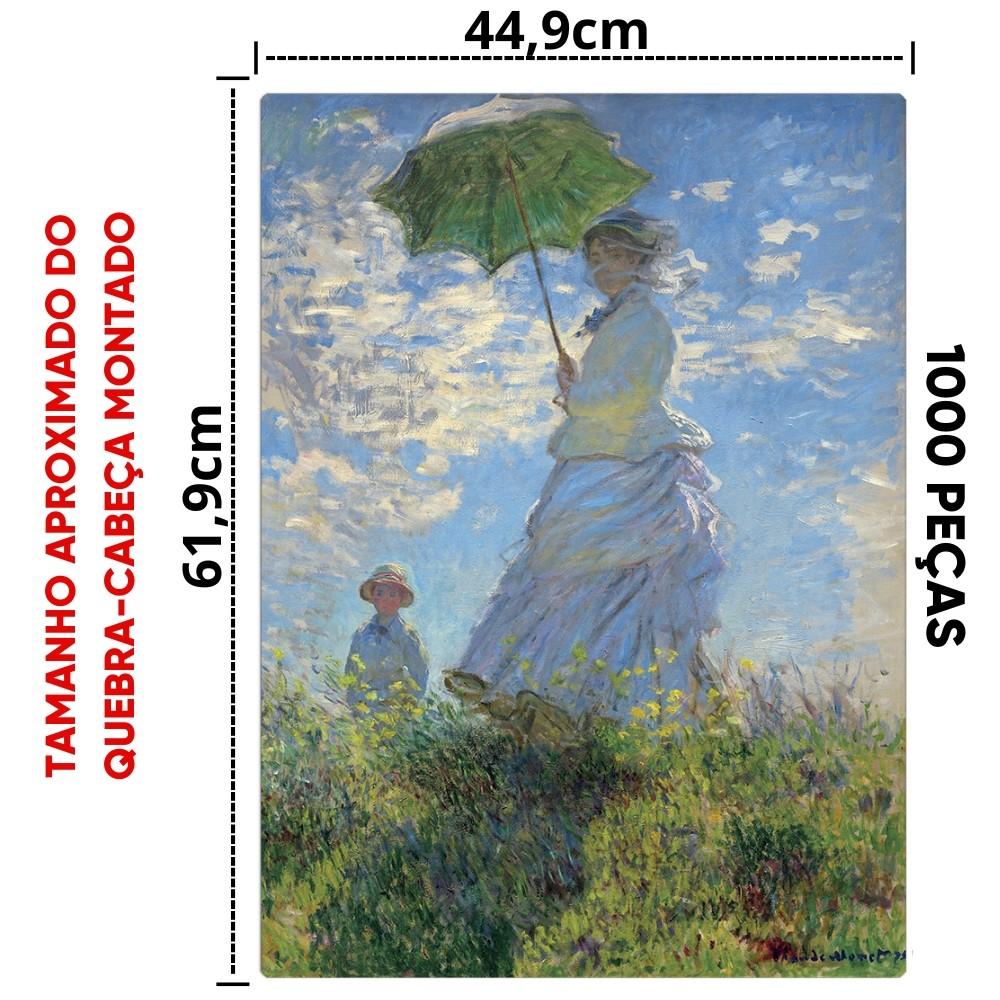 Quebra Cabeça Mulher Com Sombrinha Claude Monet 1000 Peças Toyster Puzzle Obra De Arte Pintor Jardim
