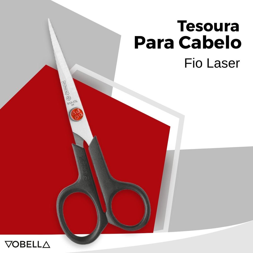 Tesoura Cabelo Fio Laser 5pol Ponto Vermelho Aço 653 Mundial