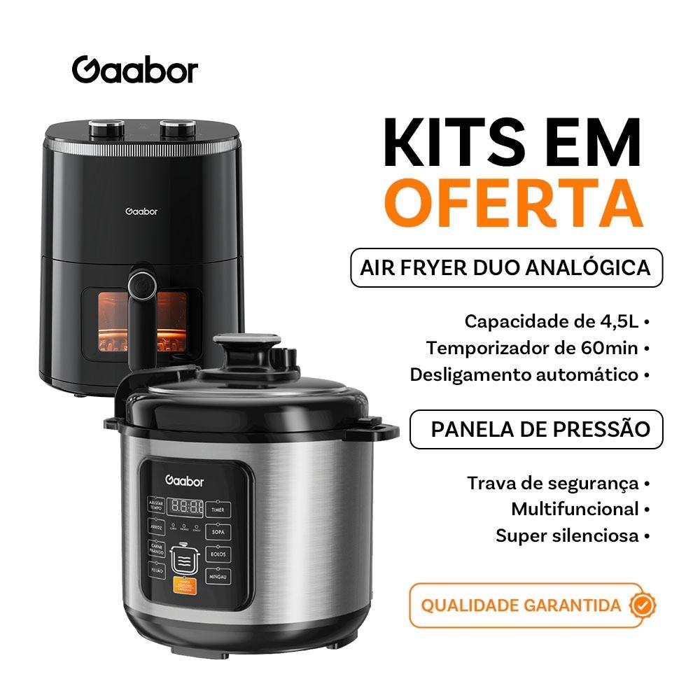 Fritadeira Sem Óleo Gaabor 4.2L Duo C/Janela + Acessórios De Cozinha Prática E Econômica