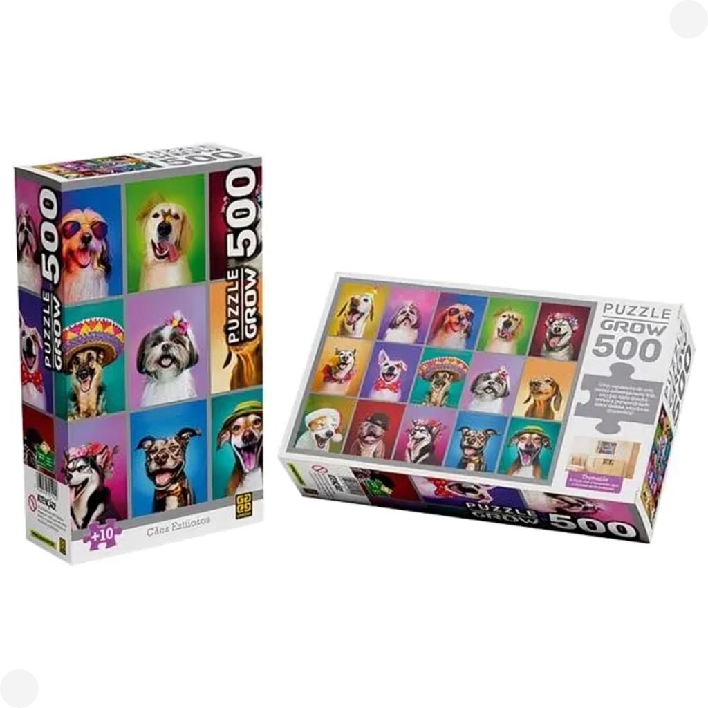 Puzzle Quebra-cabeça Cães Estilosos Com 500 Peças 04592 - Grow