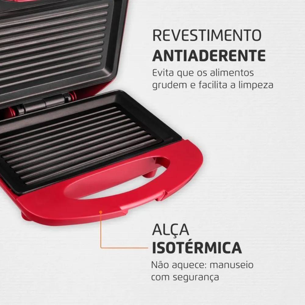 Sanduicheira Mondial Inox Grill Red Premium 2 Em 1 800W Vermelho/inox 220V - S-19
