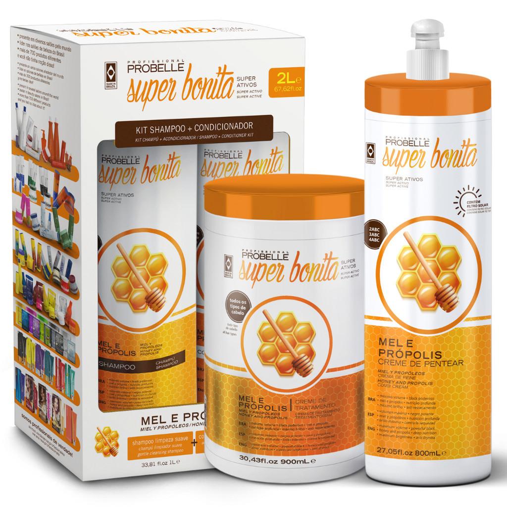 Kit Pack Shampoo 1L + Cond. 1L + Mascara 900G + Pentear 800G - Probelle