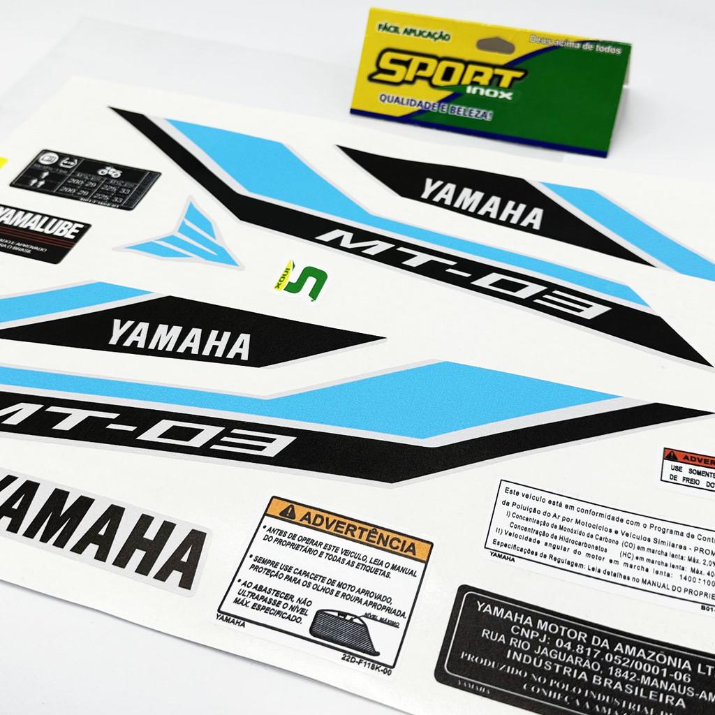 Kit Adesivos Para Yamaha Mt-03 2025 Moto Prata + Emblemas