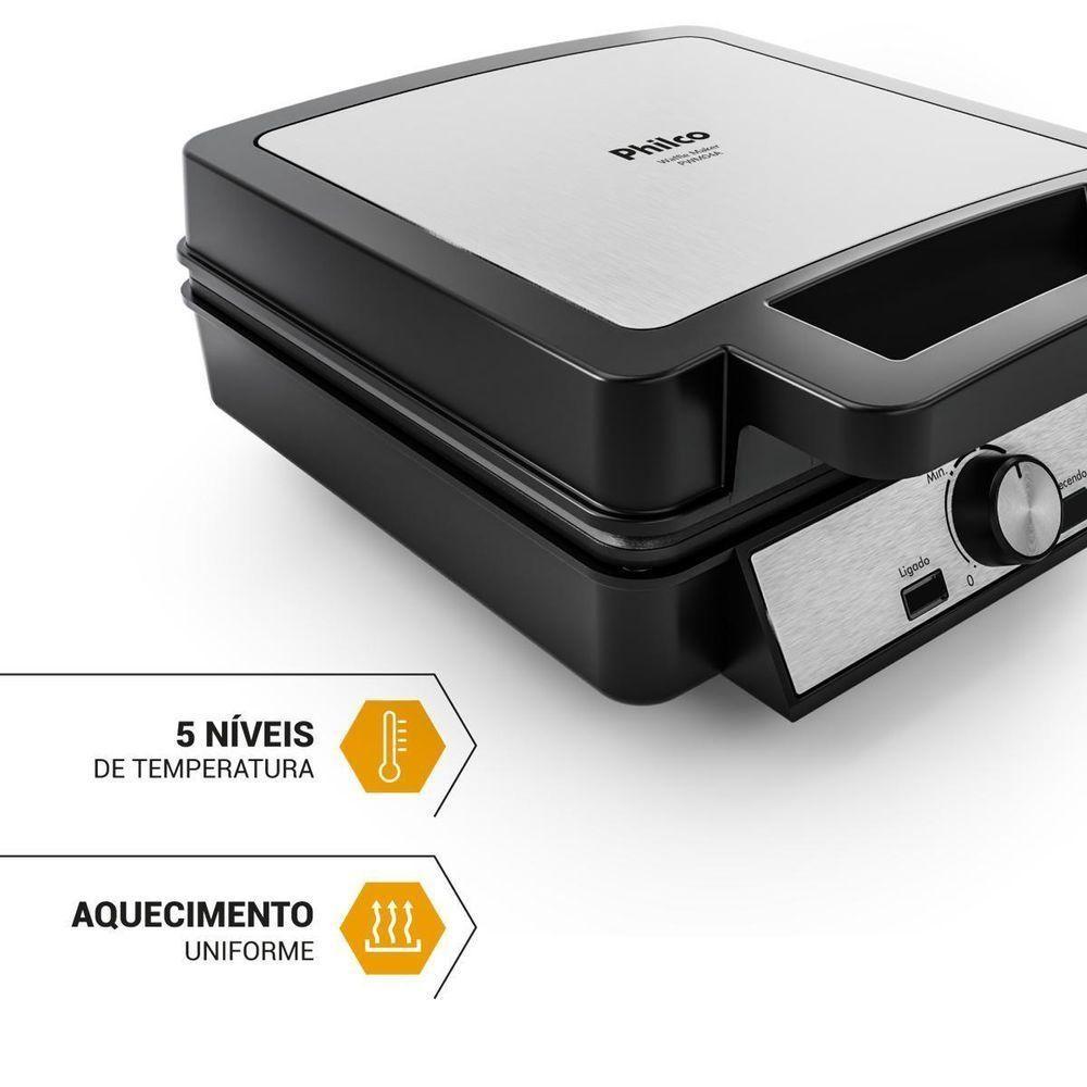 Waffle Maker Philco 5 Temperaturas 4 Waffles Pwm04a 110V