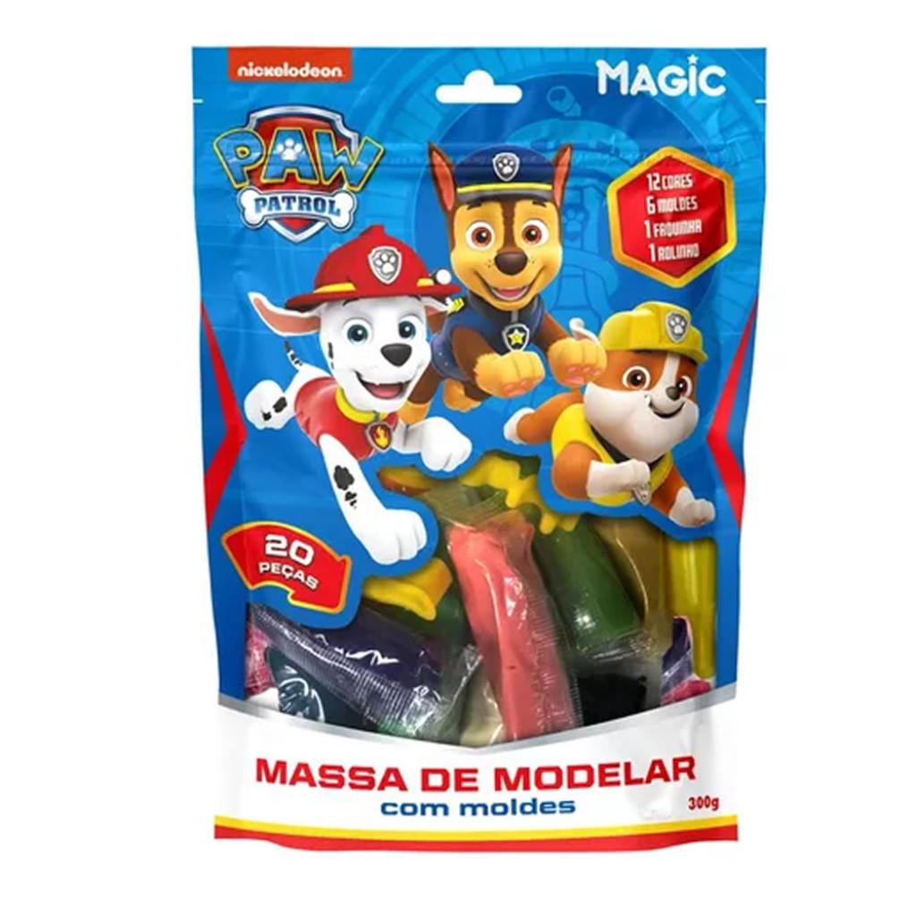 Massa De Modelar 12 Cores 6 Moldes 2 Itens Patrulha Canina Pacote Azul