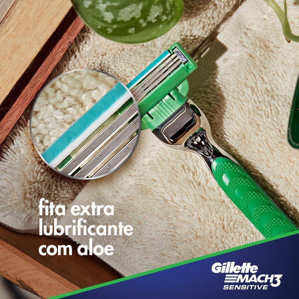 Aparelho De Barbear Gillette Mach3 Sensitive + 9 Cargas
