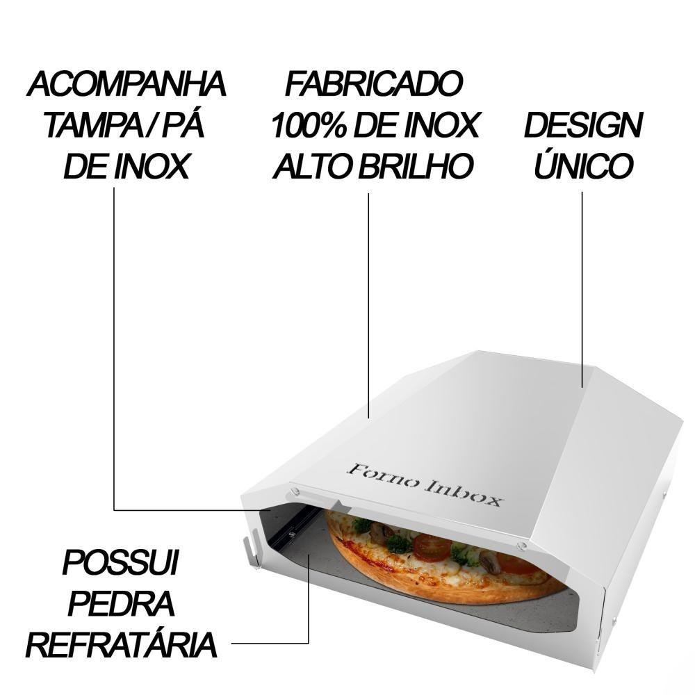 Forno De Pizza Para Fogão Inbox Portátil Saro Em Aço Inox