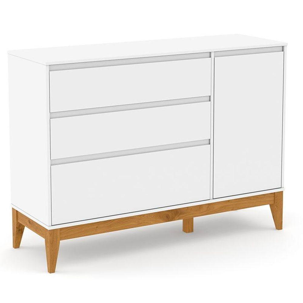 Berço Americano Unique E Cômoda Com Porta Nature Clean Branco Soft Eco Wood - Matic