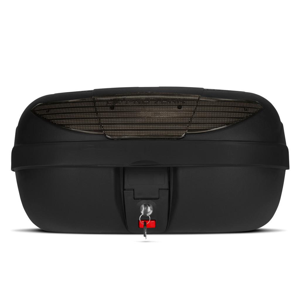 Baú Bauleto Moto Smartbox 2 45 Litros Preto Com Conjunto Fixação Vermelho Fumê E Cristal - PRO Tork