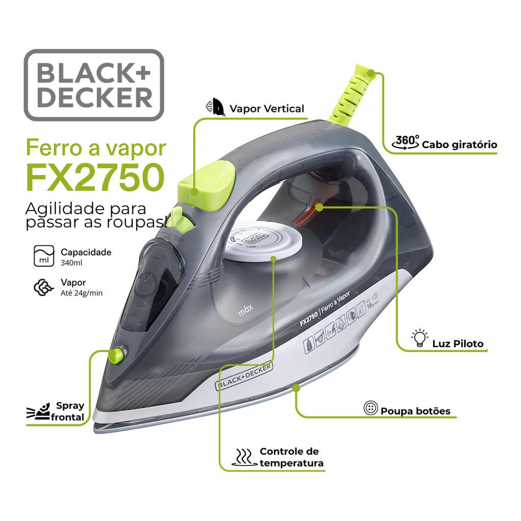 Ferro De Passar Vapor Black Decker Fx2750 Cerâmica Antigotejamento 127V 1 Ano De Garantia + Nf