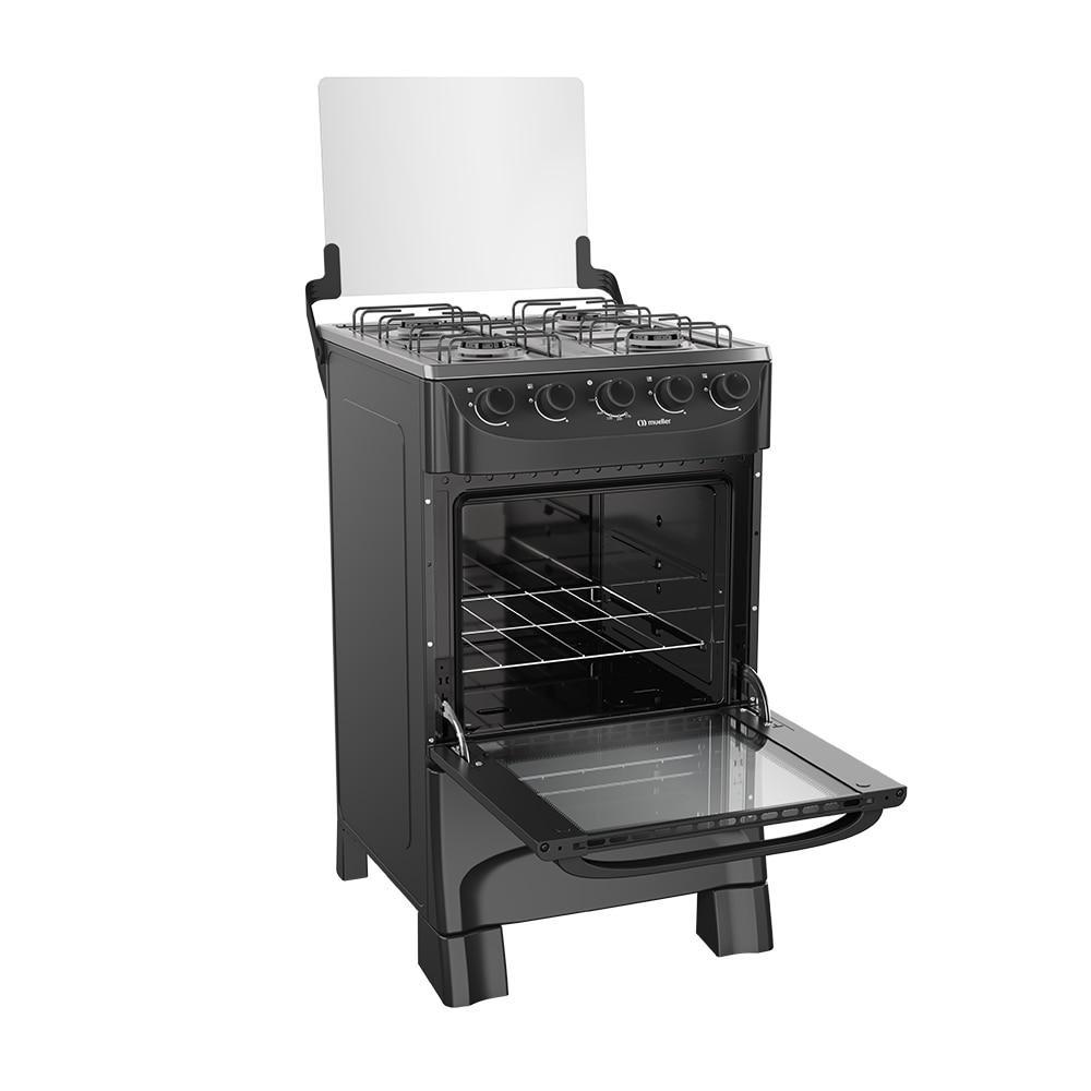 Fogão Mueller Mfi4ba Preto Fosco 4 Bocas Mesa Inox